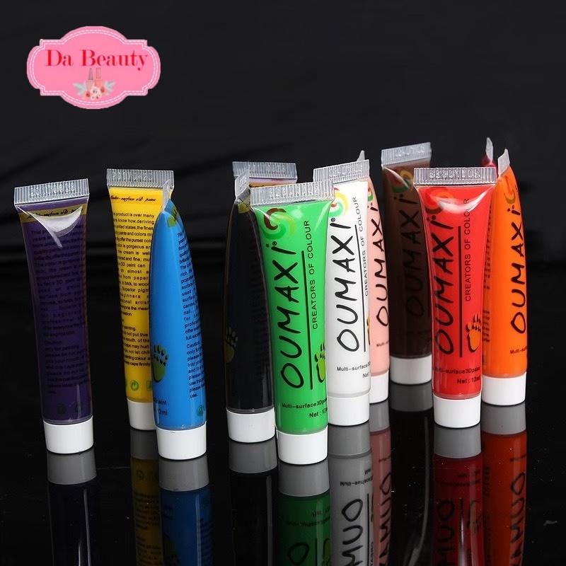 สีเพ้นเล็บแบบหลอด-แม่สีเพ้นเล็บset12สี-สีเพ้นเล็บอะคลี