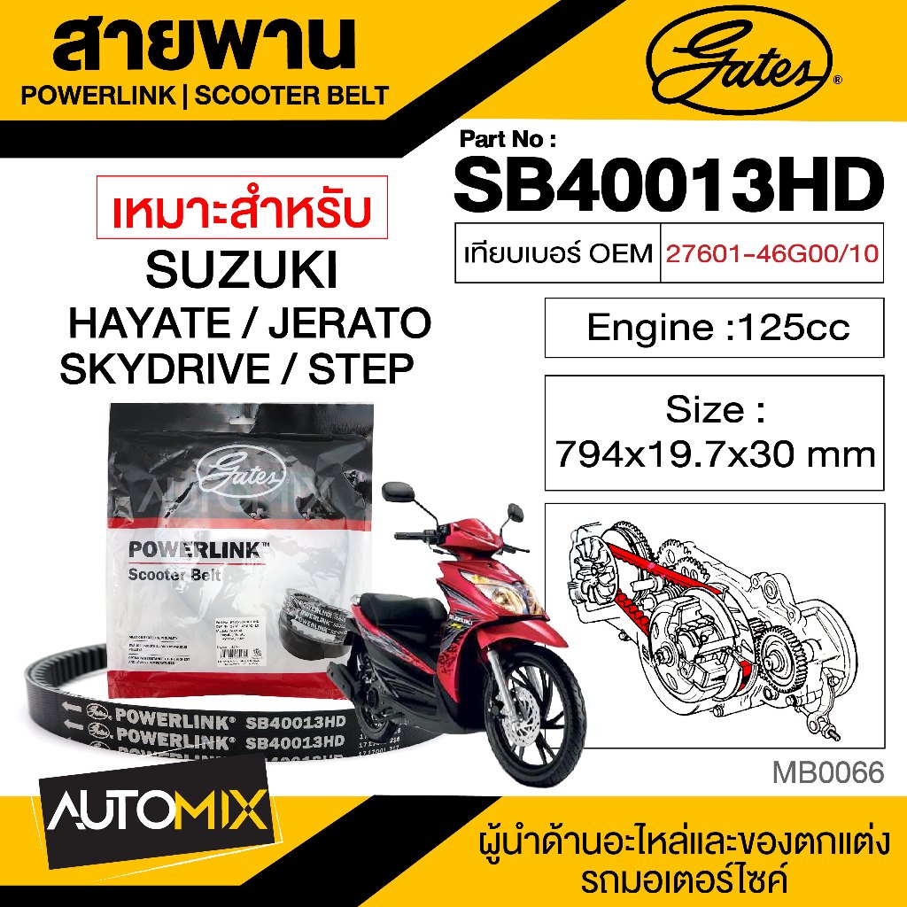 สายพาน-suzuki-skydrive-hayate-step-powerlink-scooter-belt-สายพานมอเตอร์ไซค์-อะไหล่มอไซค์-อะไหล่แต่ง-มอเตอร์ไซค์