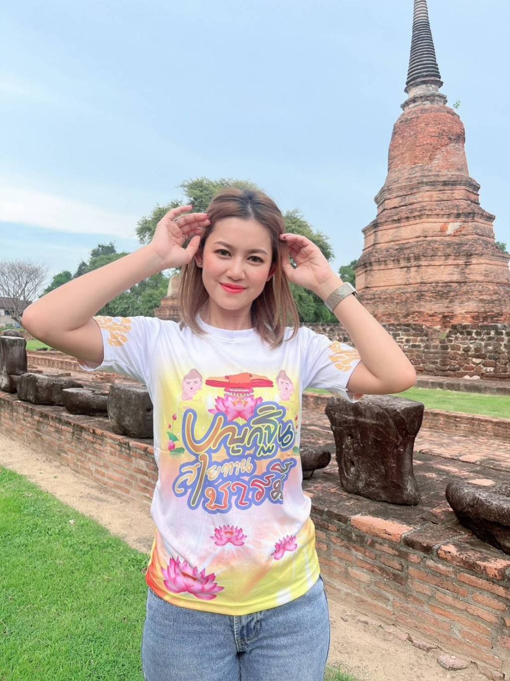 เสื้อบุญกฐินผ้าไมโคร-ส่งไว-ลายสวยใส่สบาย-ทำบุญ-สุขกายสบายใจ