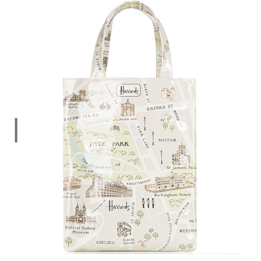 กระเป๋าถือ หรือสะพาย Harrods Shipping Bag ของแท้ กันน้ำ มีซิป ลายชัด มี