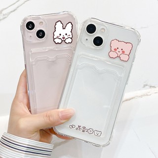 🔥🔥 TPU เคสไอโฟน เคสใส่บัตร เคส For iPhone 15 11 14 13 12 Pro Max 7 8 Plus เคสใสใส่บัตร SE 2020 X XR XS Max เคสซิลิโคนใส