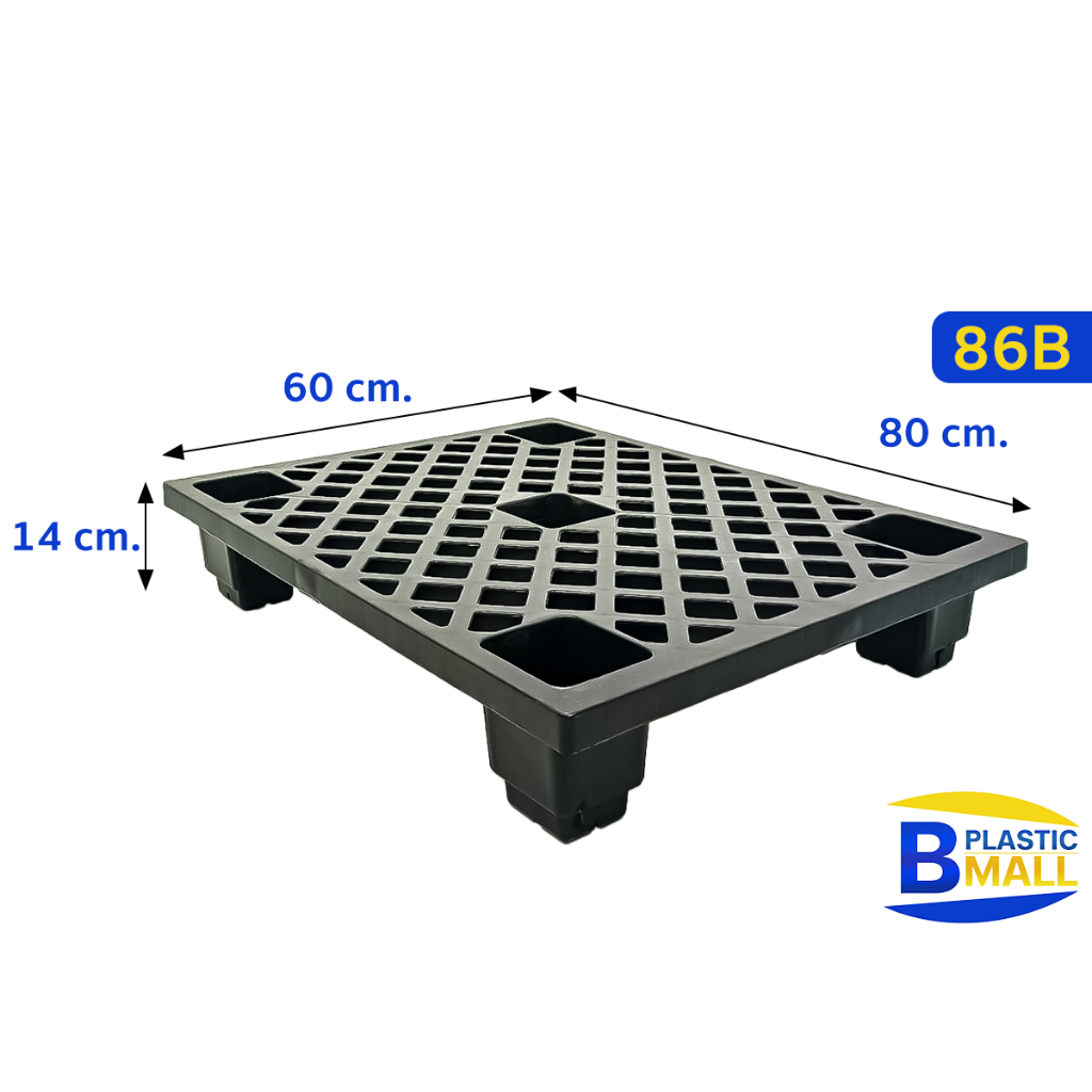 แพ็ค-5-อัน-พาเลท-พลาสติก-pallet-plastic-รุ่น-86b-สีดำ-รองรับน้ำหนักได้-100-kg