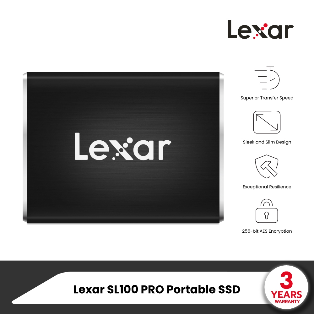Lexar SL100 PRO 500GB Portable SSD USB 3.1 Type-C (เอสเอสดีพกพา) Read ...