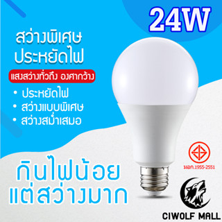 หลอดไฟ BLUB SLIM LED 24W ใช้ไฟฟ้า220V ใช้ไฟบ้าน หลอดไฟขั้วเกลียว E27 Tenmeet Daylight