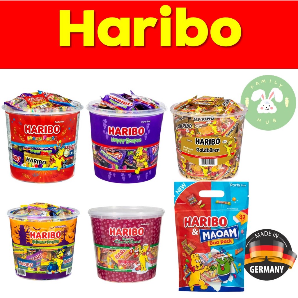 Haribo ถัง1กิโลHalloween Gold Bear Collection /Mega Party 1 KG ฮาลิโบ ...