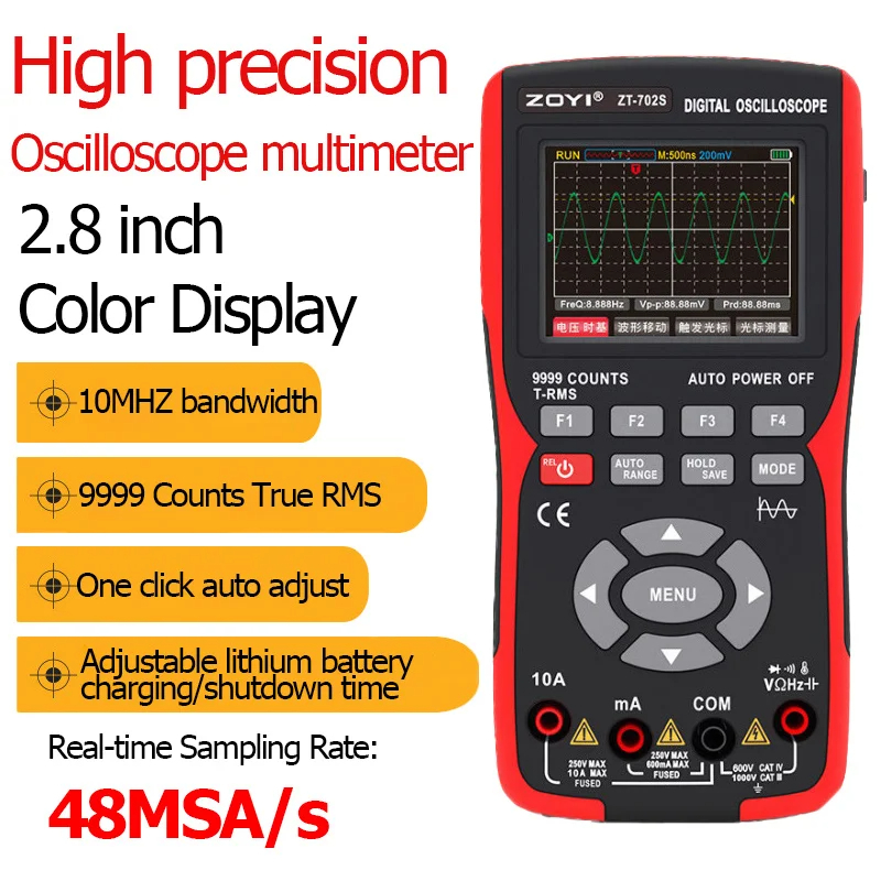 ZT702S 2In1 Digital Oscilloscope Multimeter Realtime sampling rate