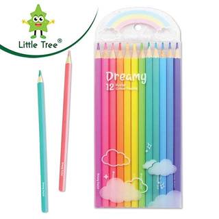 สีไม้ Little Tree ดินสอสีไม้ 12 สี สีพาสเทล แท่งยาว QN511209-E บรรจุ 12สี/กล่อง จำนวน 1กล่อง พร้อมส่ง อุบล