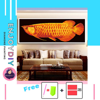 ภาพครอสติสคริสตัล ลายปลามังกร Arowana 5d diy diamond painting แบบเม็ด ติดเต็ม เม็ดกลม พร้อมส่งจากไทย EnjoyDIY มีประกัน