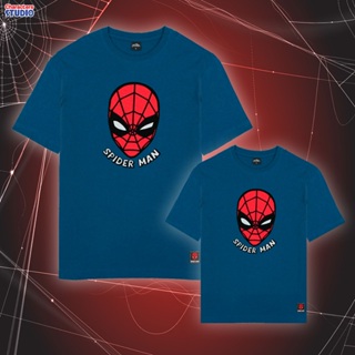 Marvel Men&amp;Boy Spider-Man Flock Print T-Shirt - เสื้อมาร์เวลผู้ชายพิมพ์กำมะหยี่ ลายสไปเดอร์แมน  สินค้าลิขสิทธ์แท้100% characters studio