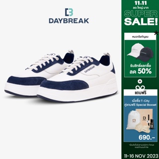[15MALL11 ลดเพิ่ม 15%] Daybreak T-City Leather Navy Blazer รองเท้าผ้าใบ หนังแท้ ผู้ชาย ผู้หญิง Antibacterial