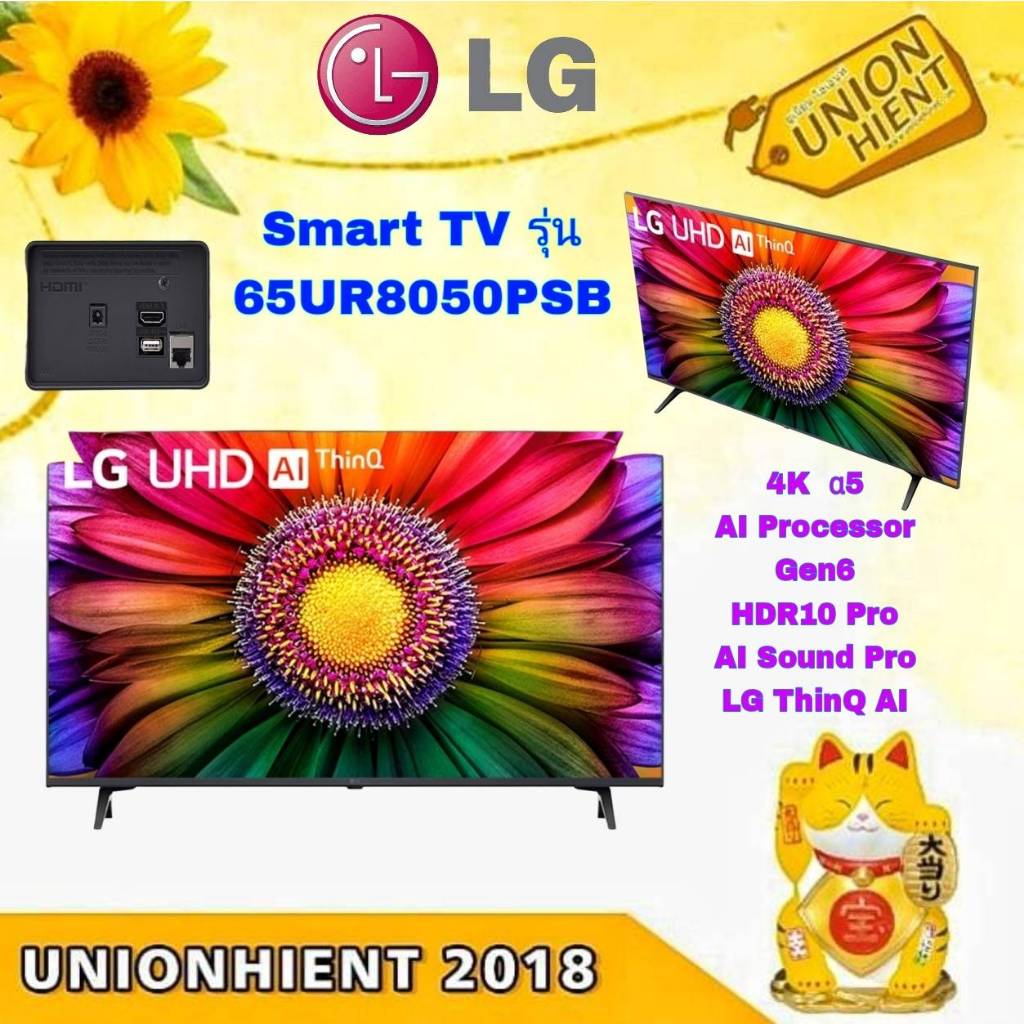 (ใส่โค๊ด 3Y2V6Q9V =Voucher) LG UHD 4K Smart TV รุ่น 65UR8050PSB Real α5