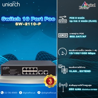 Uniarch รุ่น SW-2110-P 10-Port PoE Switch ประกันศูนย์ 3 ปี *สามารถออกใบกำกับภาษีได้