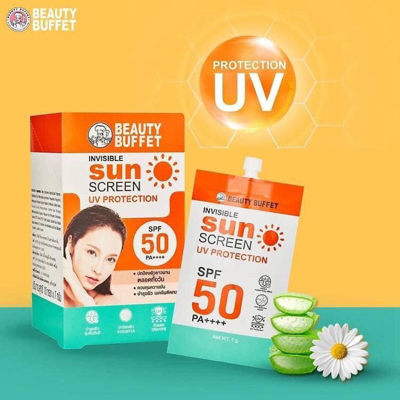 BEAUTY BUFFET INVISIBLE SUNSCREEN UV PROTECTION SPF 50 PA++++ BOX 10 ...