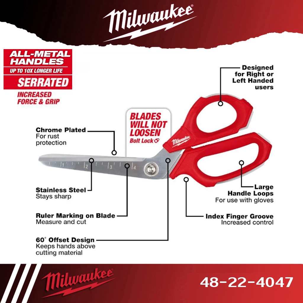Milwaukee 48-22-4046 Jobsite Straight Scissors