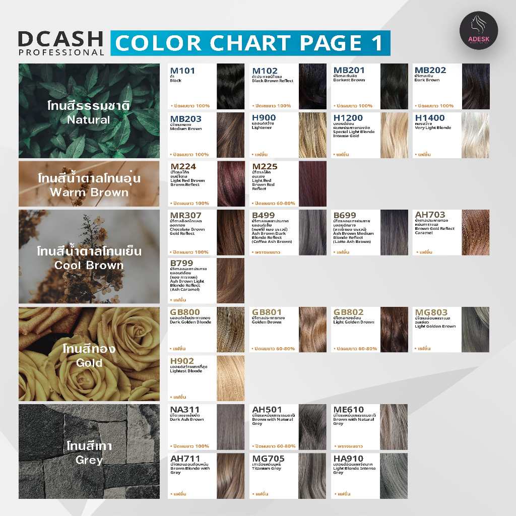 ดีแคช มาสเตอร์ H900 สีบลอนด์สว่าง สีผม สีย้อมผม ครีมเปลี่ยนสีผม Dcash ...