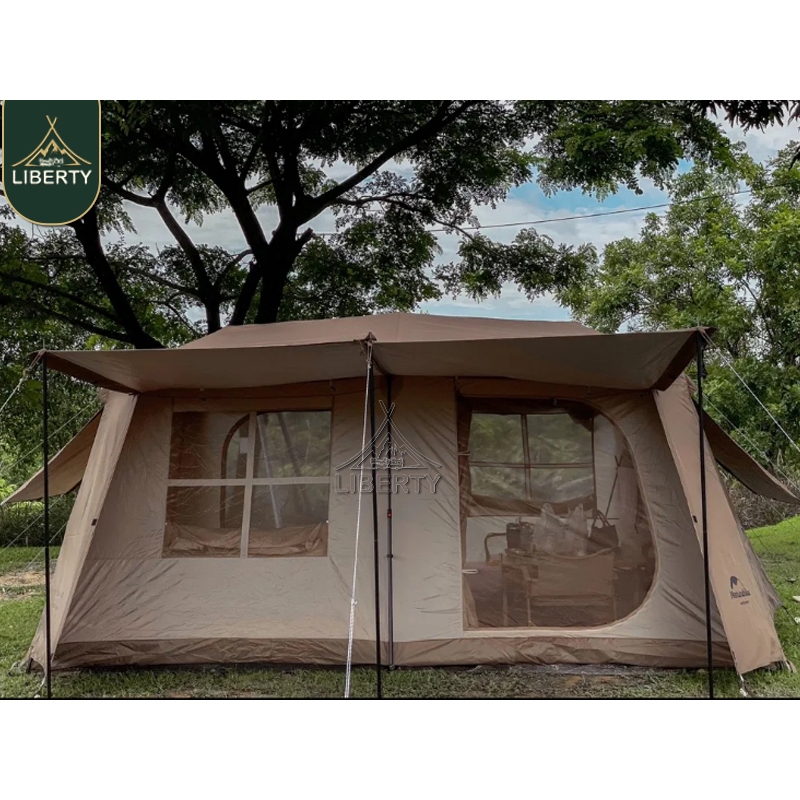 Mountainhiker Naturehike Village 13 / เต็นท์ขนาดใหญ่แคมป์ปิ้งกลางแจ้งเต็นท์ครอบครัวสองห้องนอนเต็นท์อัตโนมัติพร้อมแถบแสงบรรยากาศ