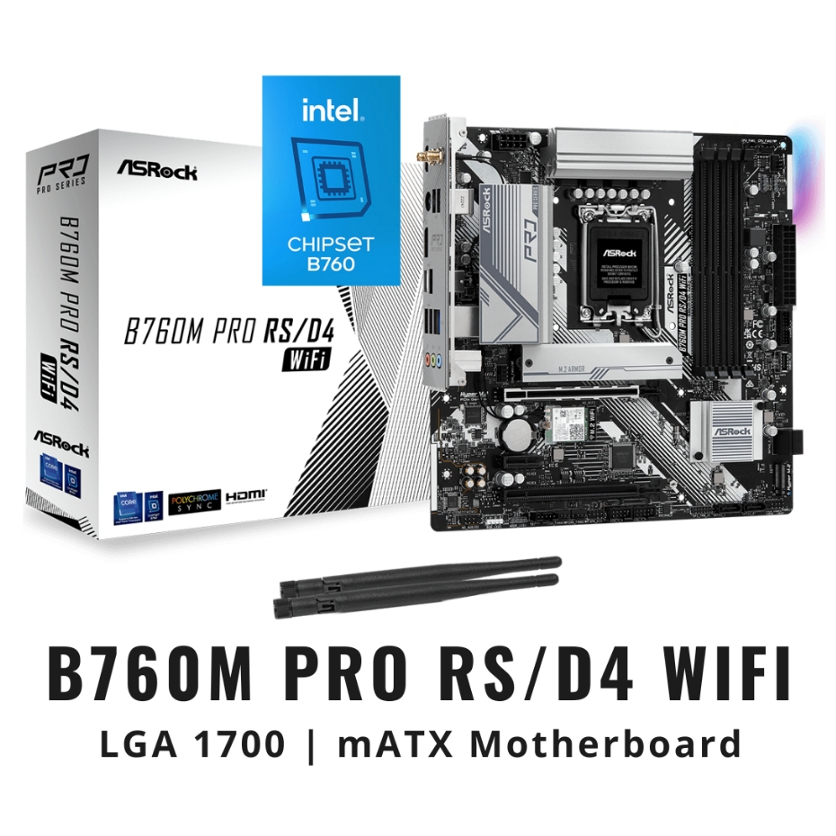 MAINBOARD (เมนบอร์ด) ASROCK B760M PRO RS/D4 WIFI (DDR4) (SOCKET