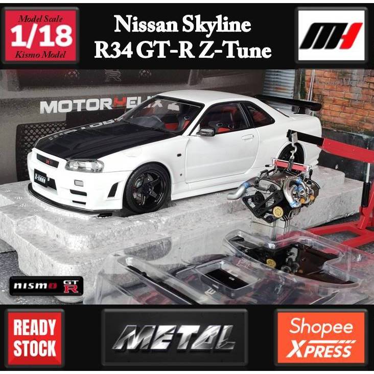โมเดลรถR34 1/18 model Nissan Skyline R34 GT-R Nismo Z-tune WH Model ...