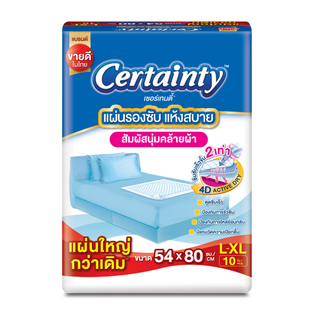 เซอร์เทนตี้ แผ่นรองซับ สำหรับผู้ใหญ่ ผู้ป่วยติดเตียง Certainty ขนาด L ...