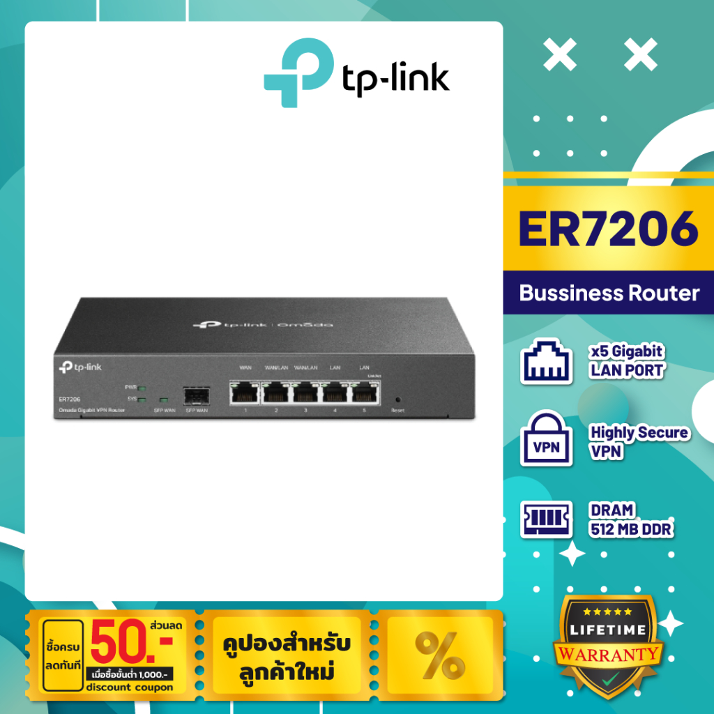 TP-Link SafeStream Gigabit Multi-WAN VPN Router รุ่น ER7206 | Shopee ...