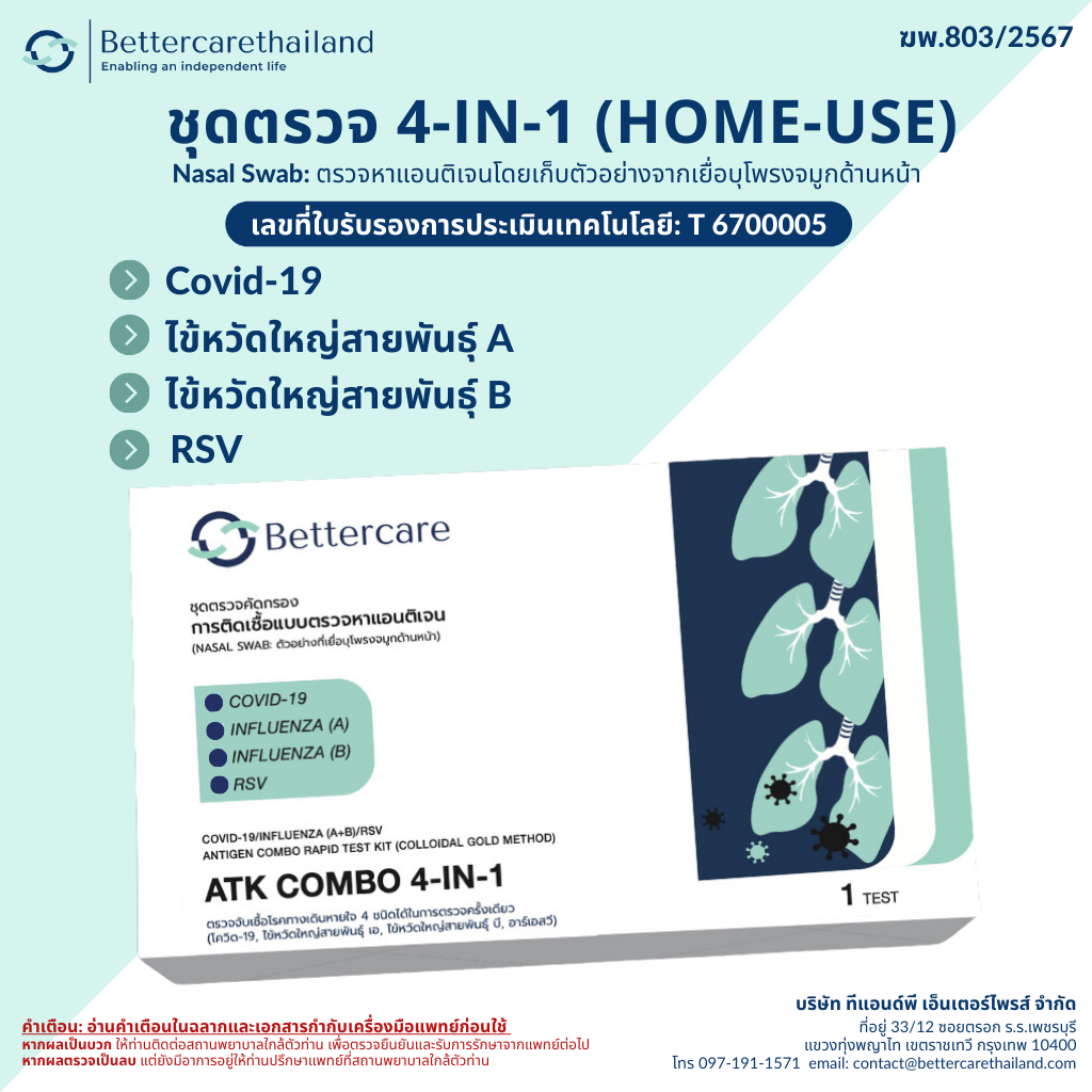 ชุดตรวจ ATK [4-in-1] Bettercare ชุดตรวจไข้หวัดใหญ่ RSV โควิด : 4-in-1 ...