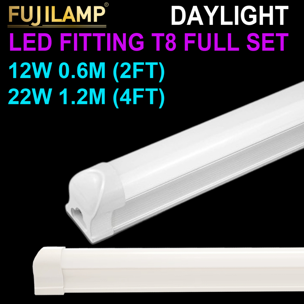 หลอดไฟนีออน LED T8 FULL SET PC 12W & 22W ยาว 0.6 & 1.2เมตร (แสงสีขาว ...