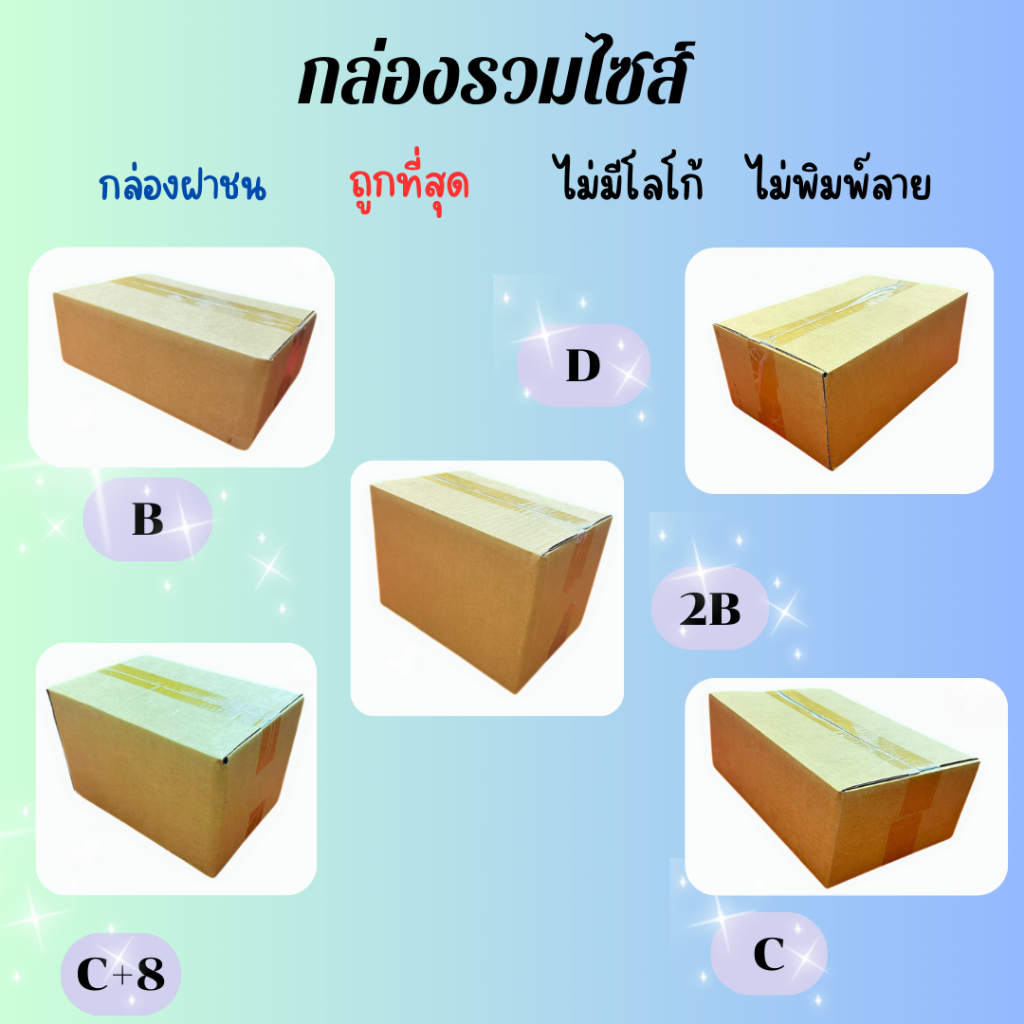 รวมไซส์ B*C*D*2B*C+8 กล่องไปรษณีย์พัสดุ ไซส์ รวม 1 มัด 20ใบ ราคาถูก ...