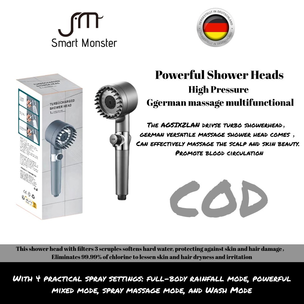 Smart Monster ฝักบัวแรงดันสูง 4 in 1 หัวฝักบัวนวดตัว ปรับได้ พร้อมตัว ...