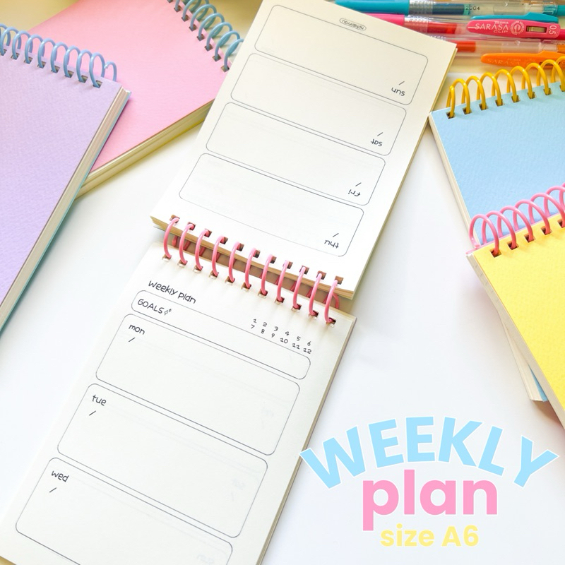 [สันเกลียว] weekly planner สมุดแพลนเนอร์รายสัปดาห์ ♡̶ ปกพาสเทล ขนาด a6 ...