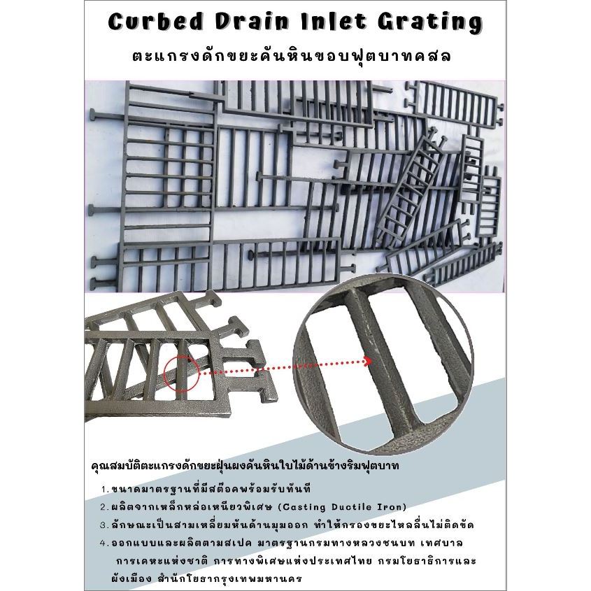 Curb Drainage Grating Scupper ดักขยะฝุ่นผงคันหินใบไม้ด้านข้างริมฟุตบาท ...