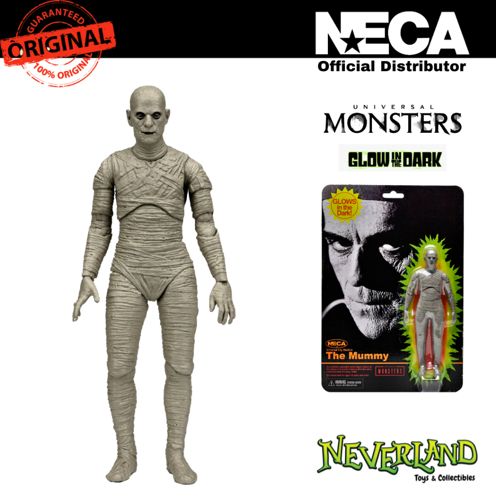 NECA Universal Monsters Retro Glow in the Dark The Mummy 7” Scale ...
