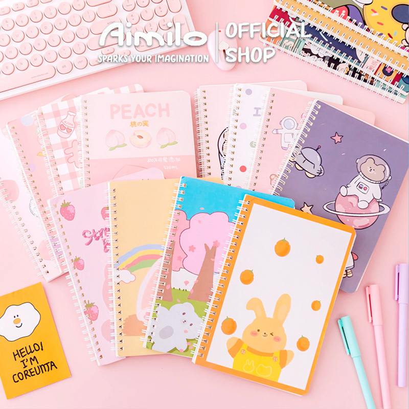 Aimilo shop สมุดโน๊ต สมุดจดบันทึก จดไดออารี่ สมุดโน๊ตสันห่วง กระดาษสี ...