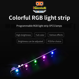 แผงไฟ RGB 5 ดวง Yahboom Programmable RGB Light Bar Strip for Robot ...