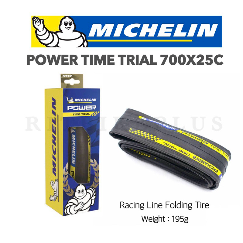 Pneu Vélo Route Michelin Power Time Trial - 700x25 - Pliable - Racing Line - Noir - Neuf