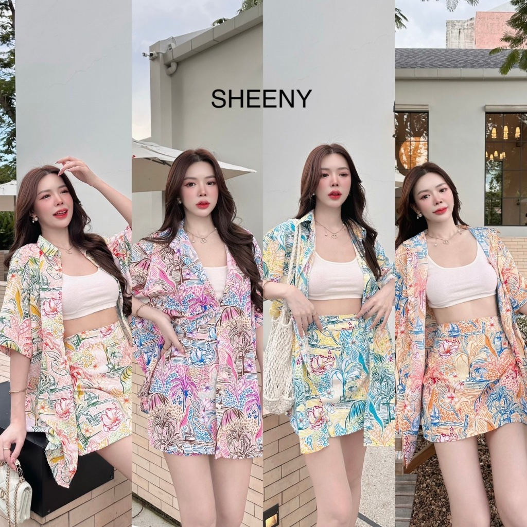 FEELING BOAT SET :ชุดเซ็ทกระโปรงสั้น 2 ชิ้น เสื้อโอเวอร์ไซส์ ชุดเซ็ทลาย ...