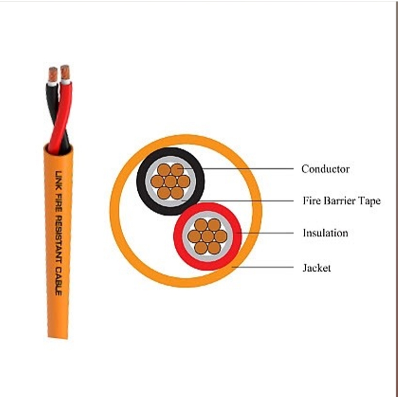 100เมตร LINK สายทนไฟ FRC 2x2.5 CB-0025 1P 1คู่สาย สีส้ม FIRE RESISTANT ...