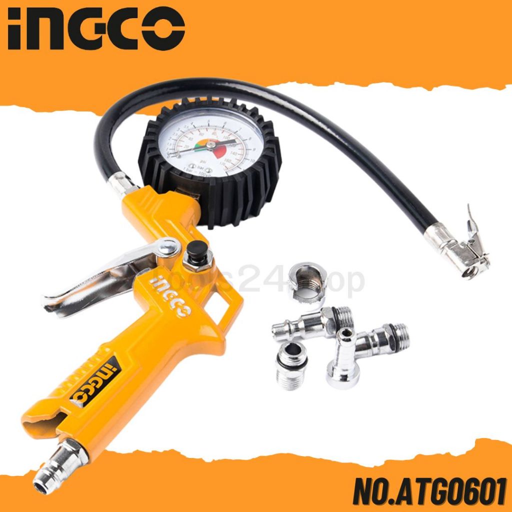 INGCO ที่เติมลมยาง สายอ่อน พร้อมเกจวัด No.ATG0601 | Shopee Thailand