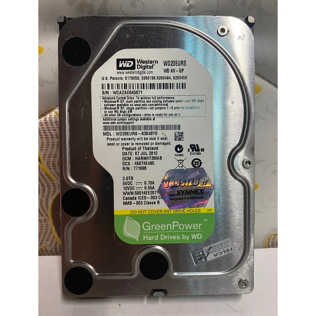 Western Digital AV-GP WD20EURS 2TB SATA Hard Drive | Shopee Thailand