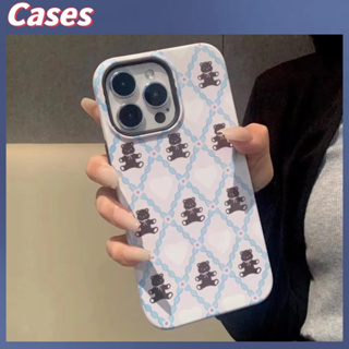 คูปองเคลม🎀เคสไอโ case for iphone 11 12 หมีการ์ตูนรักย้อนยุค เคส 14 13 12 11 pro max ป้องกันการตกและทนทานแบบ 2-in-1