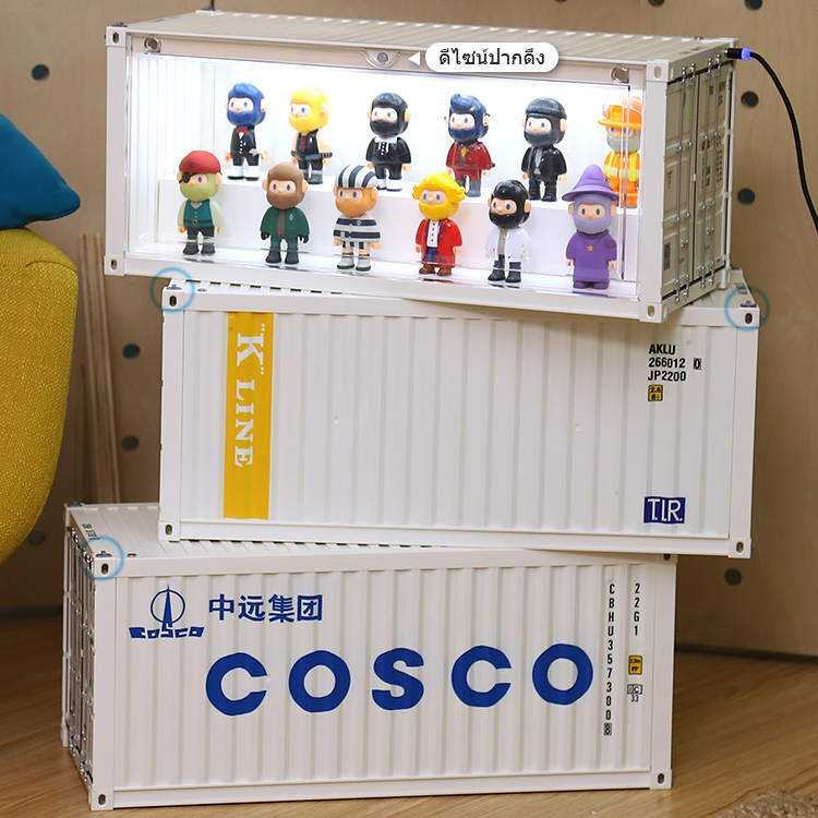 กล่องเก็บฟิกเกอร์-ตู้โชว์โมเดล-ตู้คอนเทนเนอร์-ฟิกเกอร์-2ชั้น-พร้อมไฟ-led-ตู้คอนเทนเนอร์ใส่โมเดล-container-box