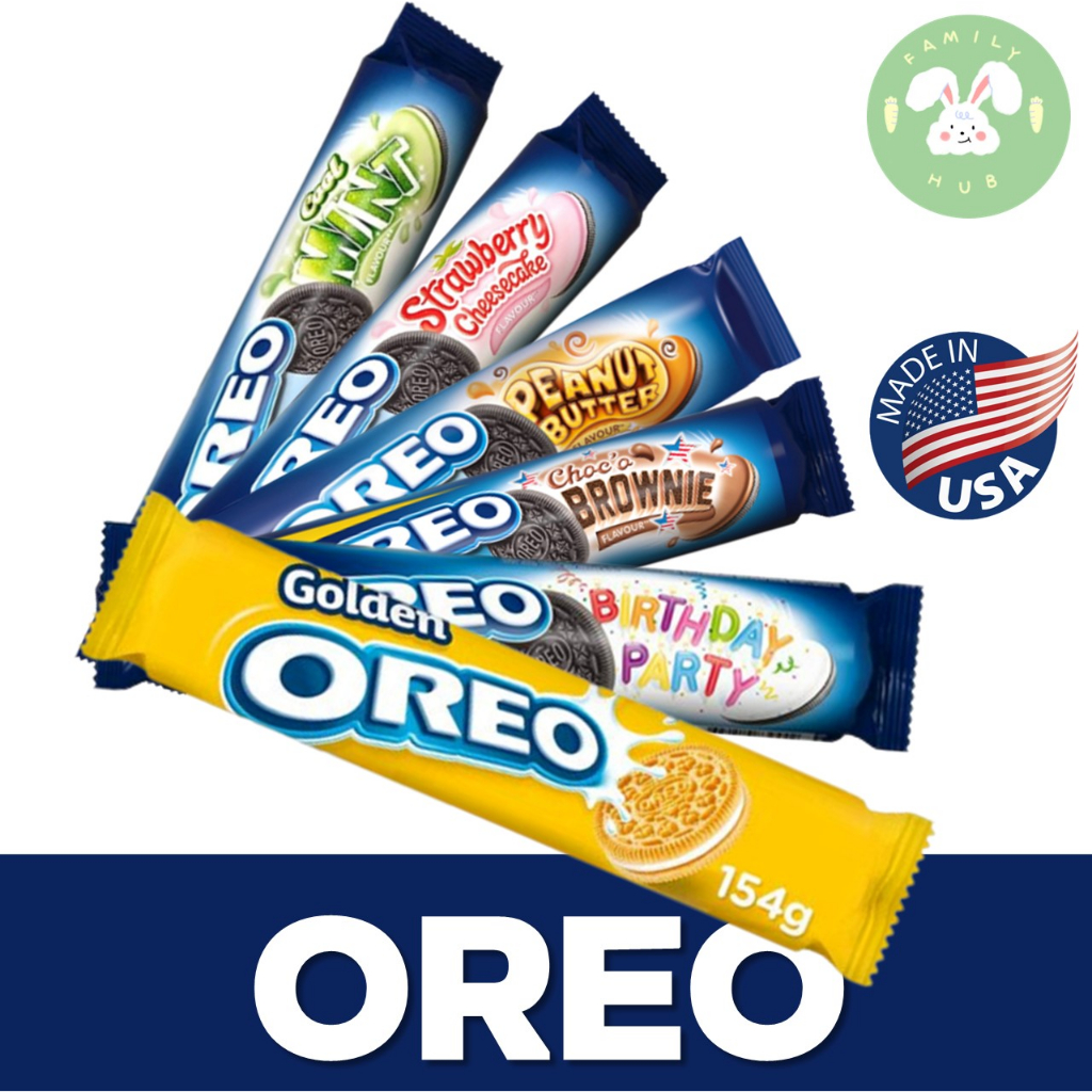 พร้อมส่ง-คุกกี้นำเข้า-oreo-peanut-butter-oreo-birthday-party-oreo-choco-brownie-oreo-cool-mint-oreo-strawberry