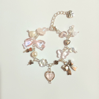 ⊰ พร้อมส่ง ⊱  Sweet pink(โบว์ชมพู)กำไลลูกปัด มุก สร้อยข้อมือ  Bracelet