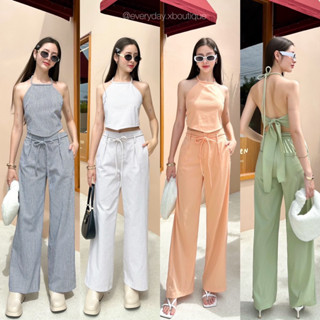 𝐍𝐞𝐰 𝐀𝐫𝐫𝐢𝐯𝐚𝐥🌤🌤 Weekend set (430฿ฟรีส่ง) สดใสท้าฝน เซตเสื้อคล้องคอผูกหลัง ปรับได้ตามขนาดตัว มาคู่กางเกงขายาว on season