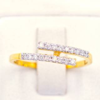 แหวนเพชรแถวคู่ คู่ขนานกัน แหวนเพชร แหวนทองเพชรแท้ ทองแท้ 37.5% (9K) ME506