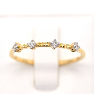 แหวนเพชร 4 เม็ด สลับตัดเป็นข้อๆ แหวนเพชร แหวนทองเพชรแท้ ทองแท้ 37.5% (9K) ME762