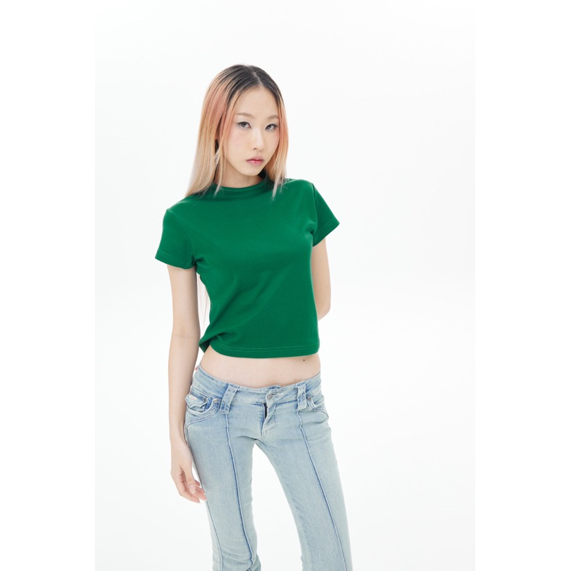 btn16-emerald-สีเขียวเข้ม-baby-tee-cotton100-usa-no-40-รุ่นยืดหยุ่นสูง