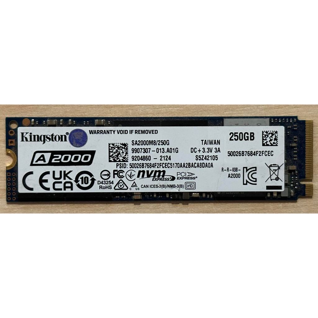 250-gb-ssd-เอสเอสดี-kingston-a2000-pcie-nvme-m-2-2280-ใช้งานปกติ