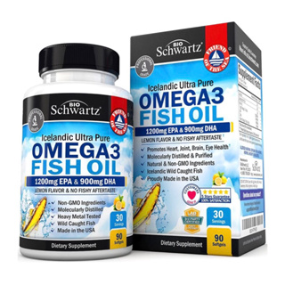 NUMBER#1 โอเมก้า3 🐋🍋BioSchwartz Omega3s Fish Oil 90 softs นำ้มันปลาบำรุงสมอง สายตา ข้อต่อ หัวใจ ลดไขมัน บำรุงผนังมดลูก
