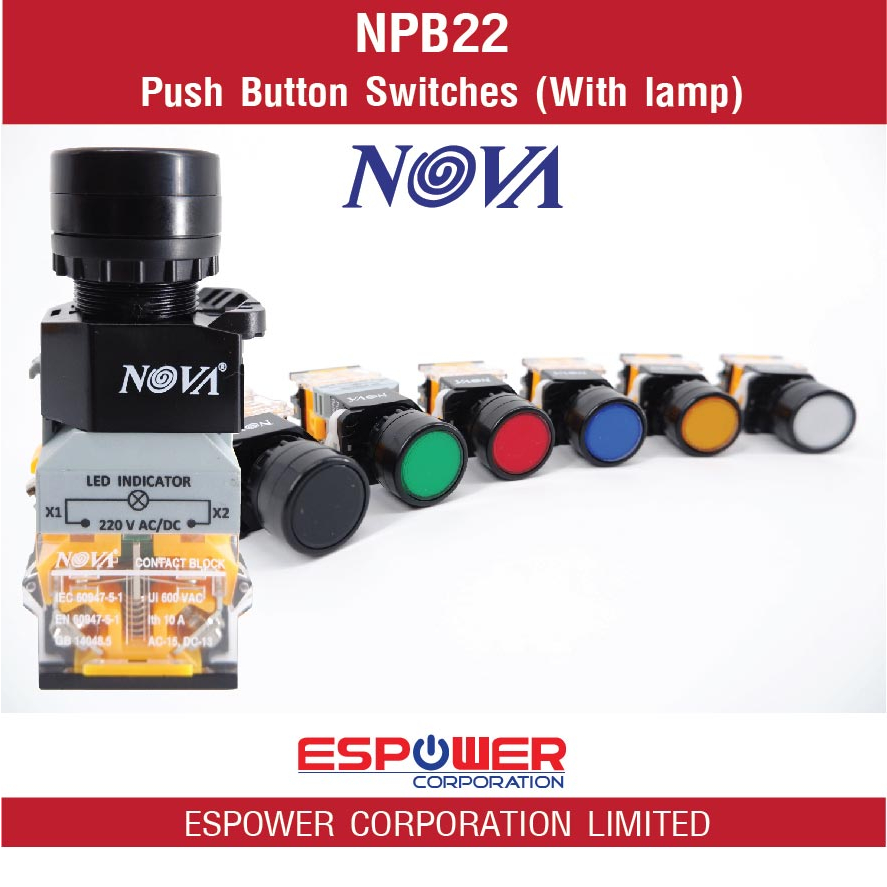 npb22-nova-push-button-switches-with-lamp-สวิตช์ปุ่มกด-momentary-กดติด-ปล่อยดับ-ขนาด-22-mm-แบบมีไฟ-1no-1nc