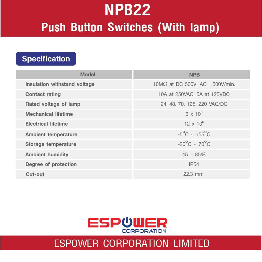npb22-nova-push-button-switches-with-lamp-สวิตช์ปุ่มกด-momentary-กดติด-ปล่อยดับ-ขนาด-22-mm-แบบมีไฟ-1no-1nc